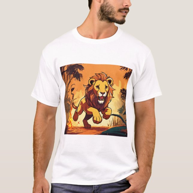 "Lion majestueux - Le Roi du T-shirt sauvage" (Devant)
