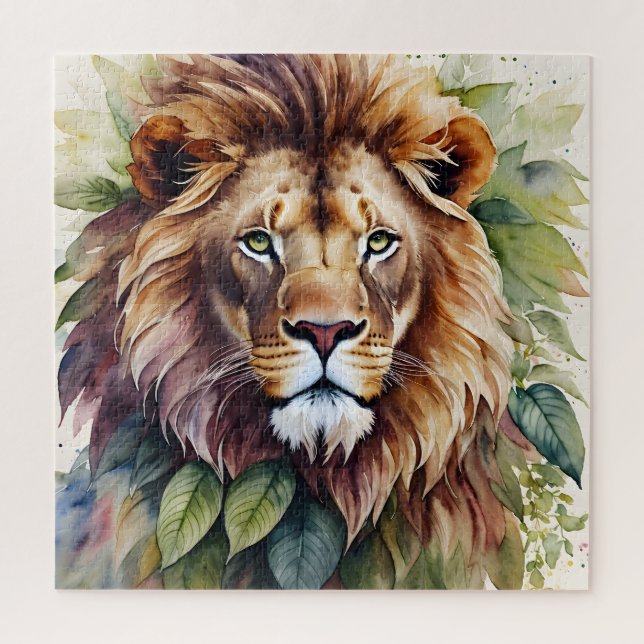 Lion Mane Portrait Botanische Wasserfarbe (Vertikal)