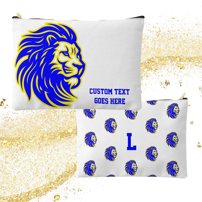 Lion Mascot Blue and Yellow Student Pencil Pouch Zubehörtasche (Von Creator hochgeladen)