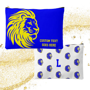 Lion Mascot Blue and Yellow Student Pencil Pouch Zubehörtasche
