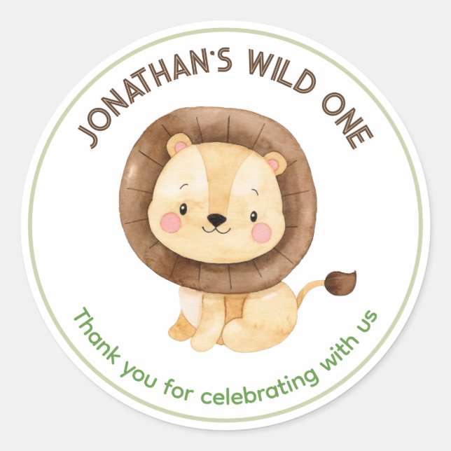 Lion Merci garçon Anniversaire Favoriser Stickers  (Devant)