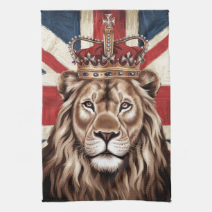 Lion mit einer britischen Flagge einer Krone Geschirrtuch