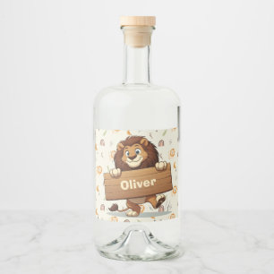 Lion mit Holzschild Alkoholflaschenetikett