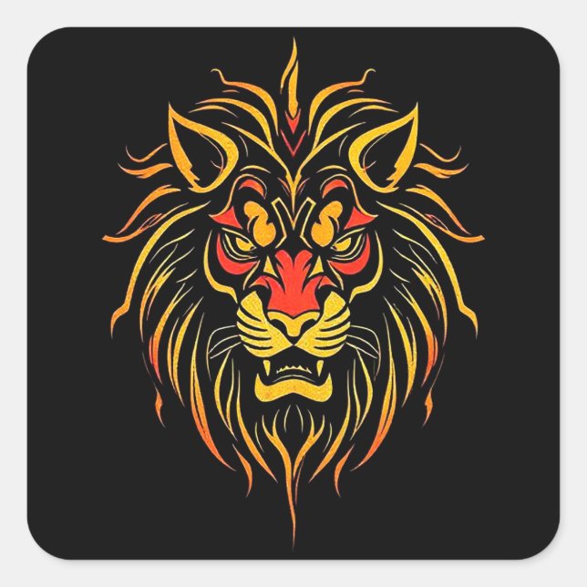 Lion moderne Kunst Quadratischer Aufkleber (Vorderseite)