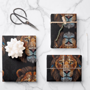 Lion Mosaic Hartglas Geschenkpapier Set