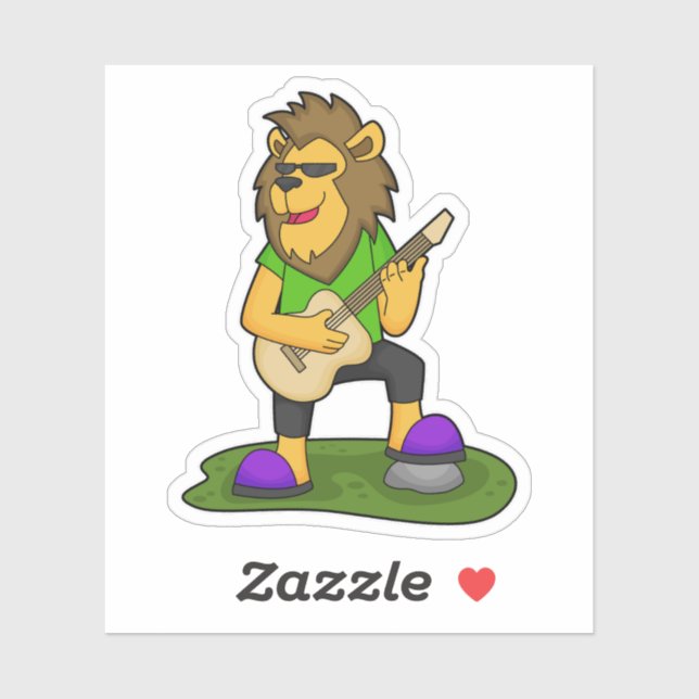 Lion Musician Gitarre Aufkleber (Blatt)