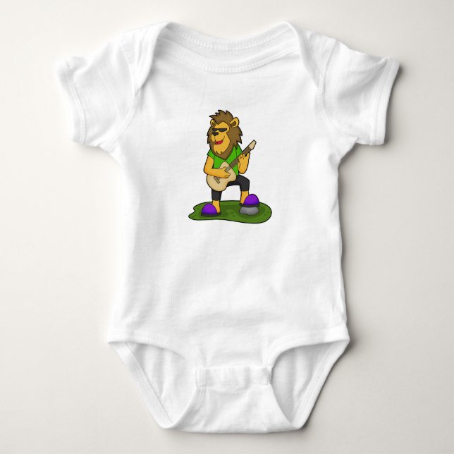 Lion Musician Gitarre Baby Strampler (Vorderseite)