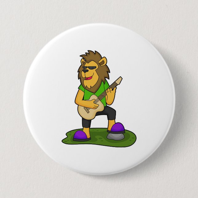Lion Musician Gitarre Button (Vorderseite)
