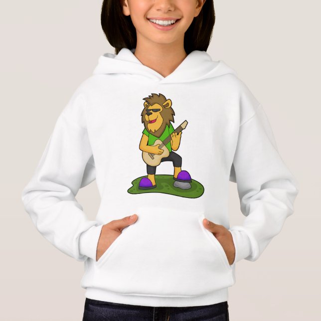 Lion Musician Gitarre Hoodie (Vorderseite)