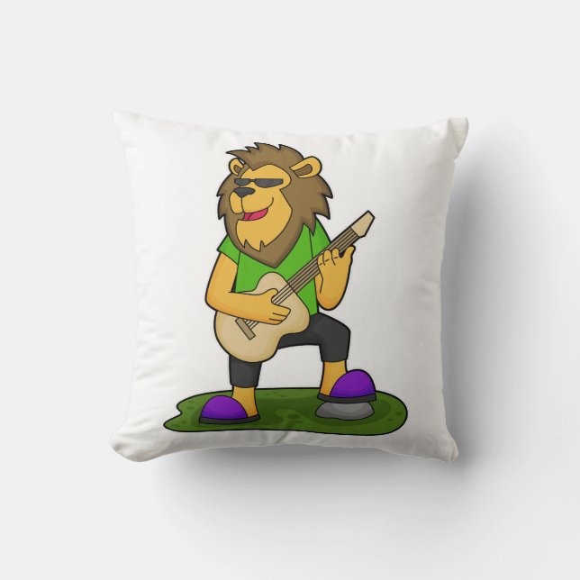 Lion Musician Gitarre Kissen (Vorderseite)