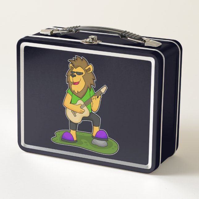 Lion Musician Gitarre Metall Brotdose (Vorderseite)