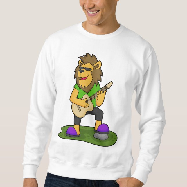 Lion Musician Gitarre Sweatshirt (Vorderseite)