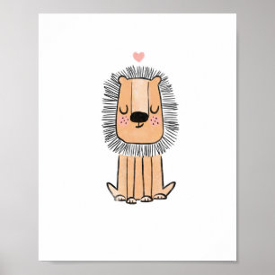 Lion niedlich Art Aquarell Kinderzimmer Vorschule Poster