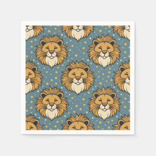 Lion-niedlich-Cartoon-Mustervorlage Serviette