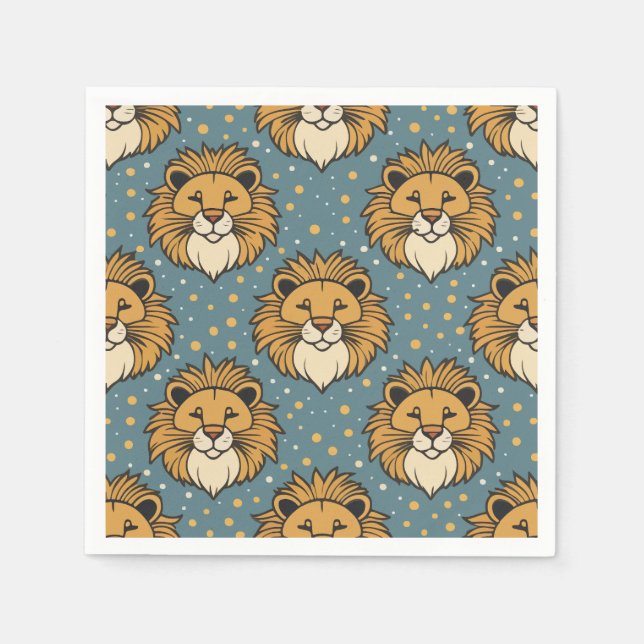 Lion-niedlich-Cartoon-Mustervorlage Serviette (Vorderseite)
