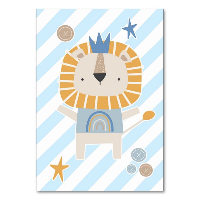 Lion Niedlich Face Lion Handgezeichnet Tischnummer (Vorderseite)