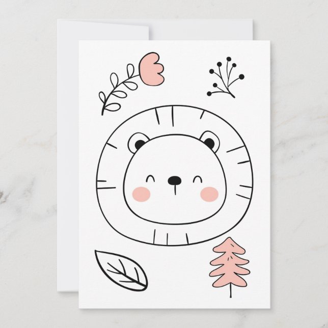 Lion Niedlich Lion Hand Drawing Save The Date (Vorderseite)