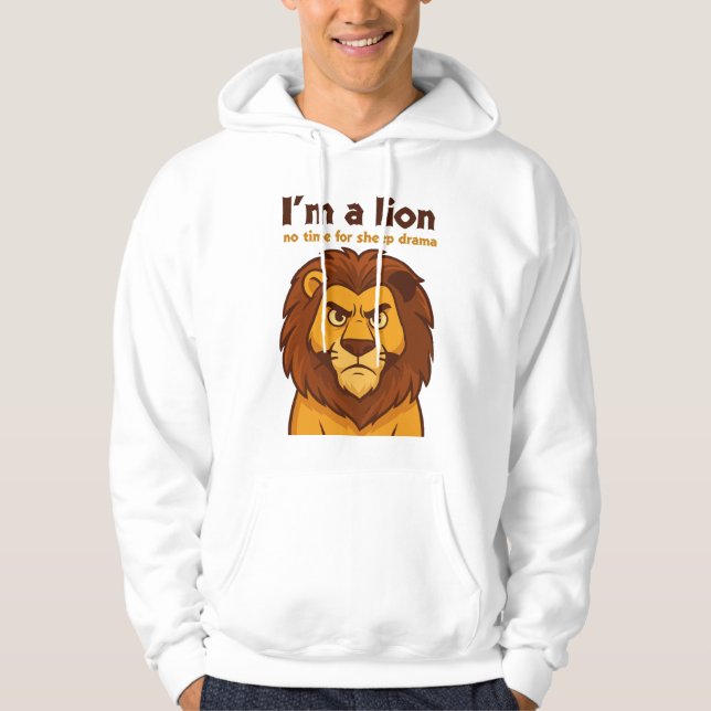  lion no time for sheep drama White Motivational Hoodie (Vorderseite)