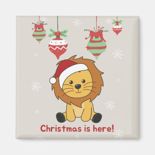 Lion Noël Neige Animaux d'hiver Lions Magnet
