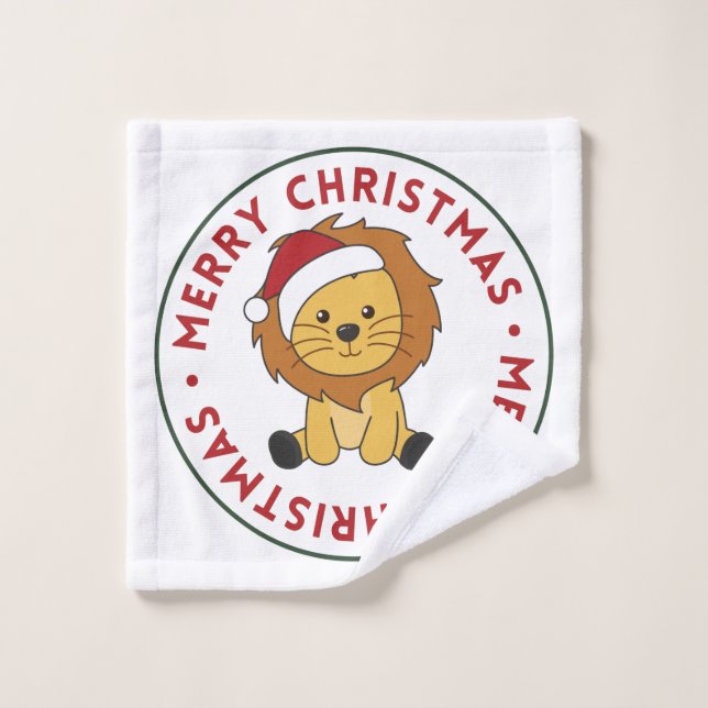 Lion Noël Neige Hiver Animaux Lions Laver Clot (Gant de toilette)