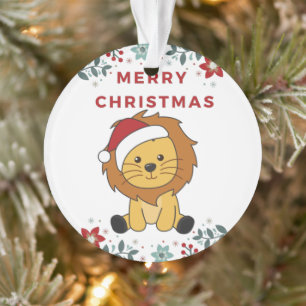 Lion Noël Neige Hiver Animaux Lions Ornament