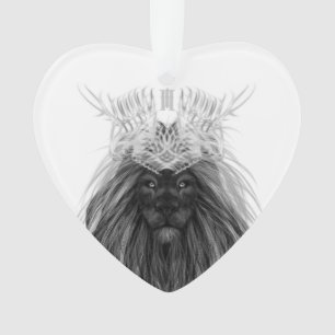 Lion noir avec couronne Antlers et monogramme
