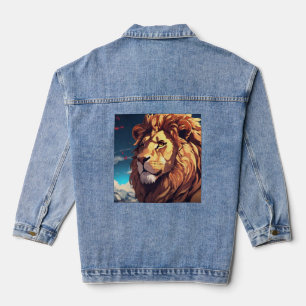 "Lion of Juda Geometric", Denim Jean Jacket Jeansjacke