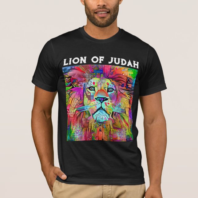 LION OF JUDAH FARBIGER CHRISTLICHER T - SHIRT (Vorderseite)