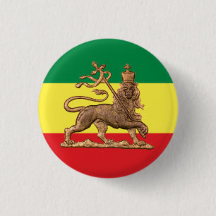 Lion of Judah - Haile Selassie - Rastafari Button
