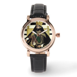 Lion of Judah Haile Selassie Rastafari Gold Watch  Armbanduhr