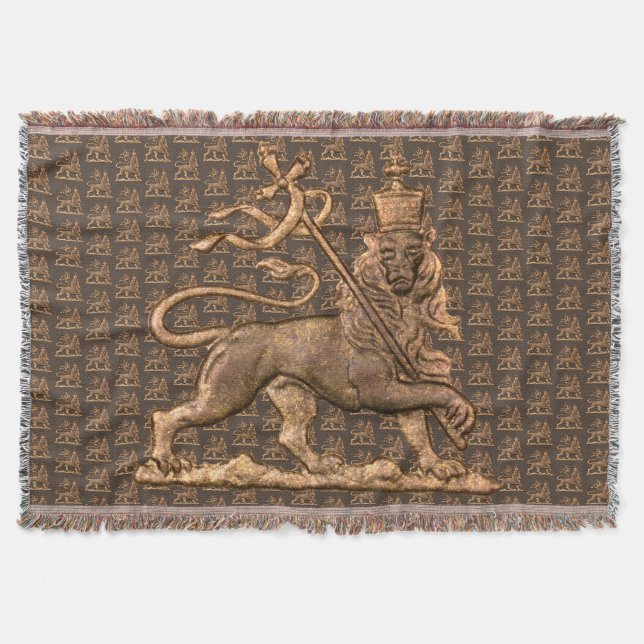 Lion of Judah Jah Army INI Haile Selassie Rasta Decke (Vorderseite)