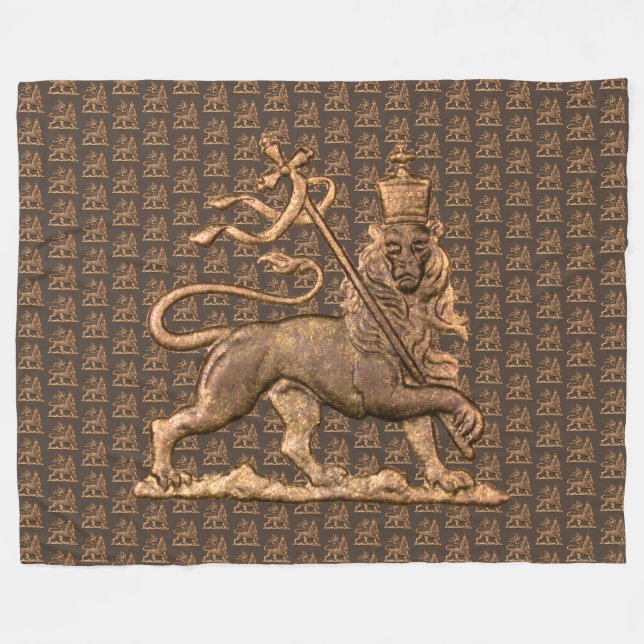 Lion of Judah Jah Army INI Haile Selassie Rasta Fleecedecke (Vorderseite (Horizontal))