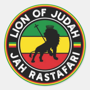 Lion of Judah Jah Rastafari Rasta Reggae Roots Runder Aufkleber