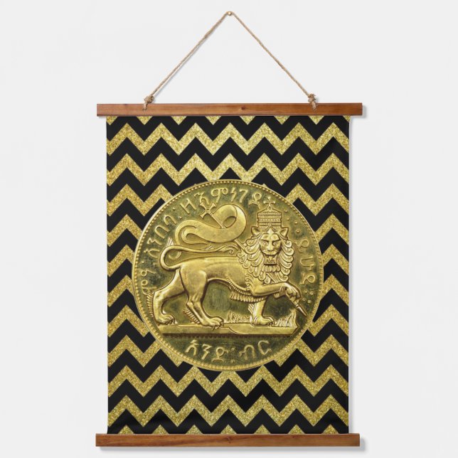 Lion of Judah Jah Rastafari Rasta Roots Wandteppich Mit Holzrahmen (Vorderseite)