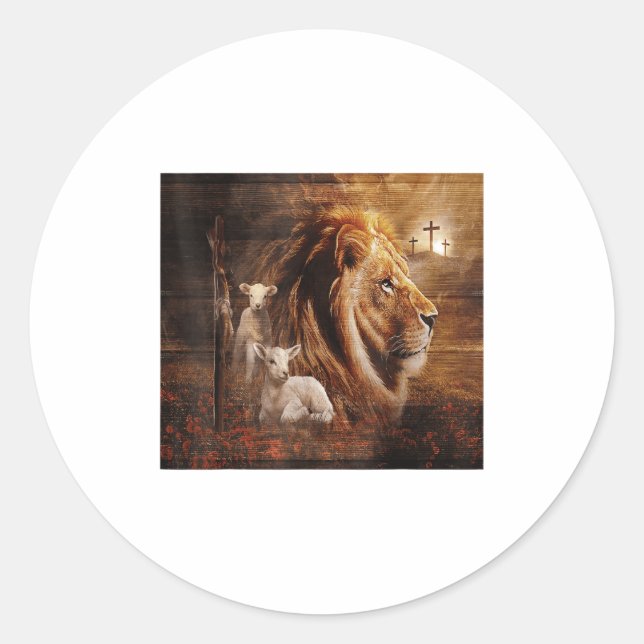 Lion Of Judah Lamb God Cross Jesus Light God  Runder Aufkleber (Vorderseite)