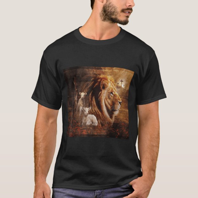 Lion Of Judah Lamb God Cross Jesus Light God  T-Shirt (Vorderseite)