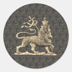Lion of Judah Shirt Jah Army Rasta Tee Runder Aufkleber