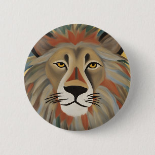 Lion Painting Button