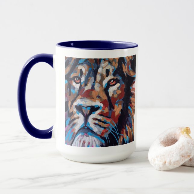 Lion Painting - Gift for Animal Lovers Tasse (Mit Donut)