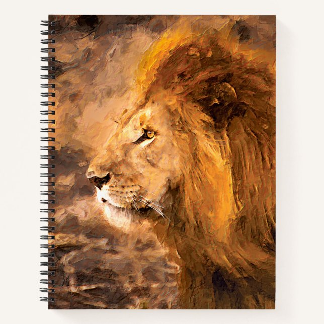 Lion Painting Golden King Art Notizbuch (Vorderseite)