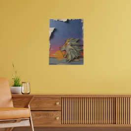Lion Paper Cut Art Poster - Fierce 3D Animal Wall