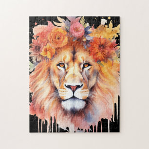 Lion Pastel Blume Safari Watercolor Savannah Cat