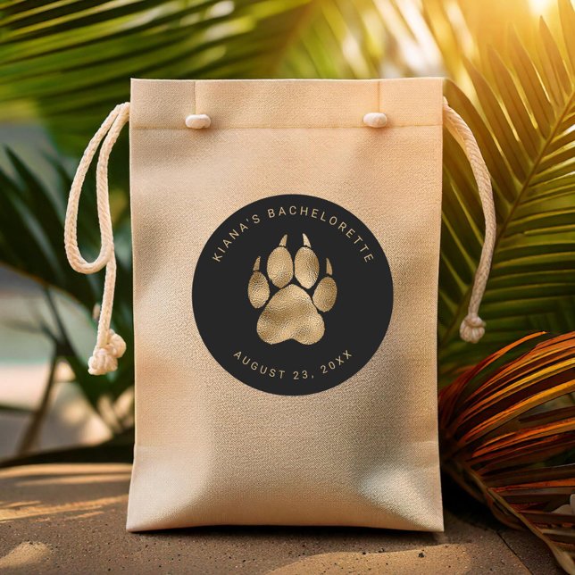 Lion Pawprint Bachelorette Black Gold ID1148 Runder Aufkleber (Von Creator hochgeladen)