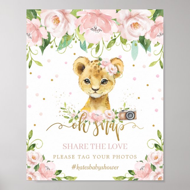 Lion Pink Floral Tag Foto Oh Snap Teilen Sie die L Poster (Vorne)