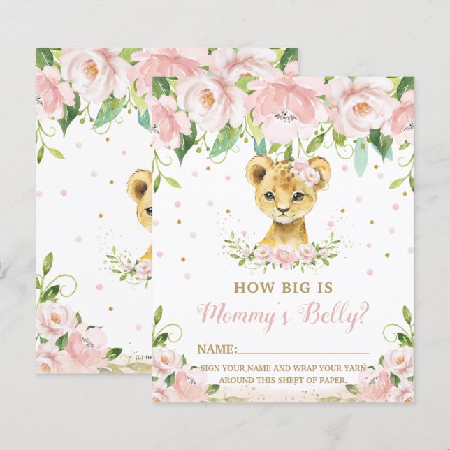 Lion Pink Floral Wie groß ist Mama's Bauchspiel (Vorne/Hinten)