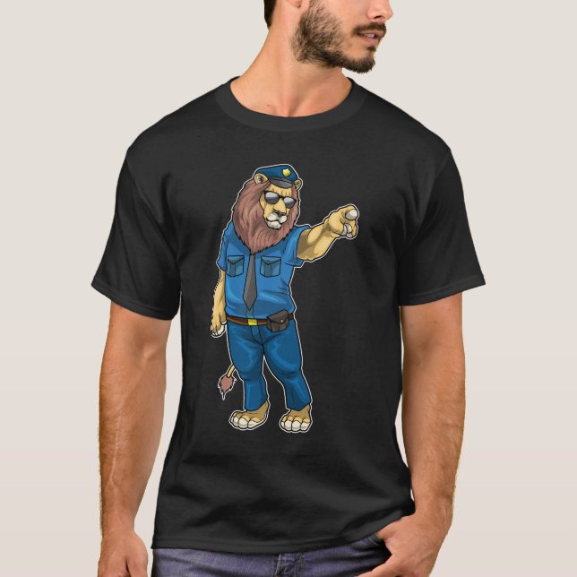 Lion Polizist Sunglasspolizei T-Shirt (Vorderseite)