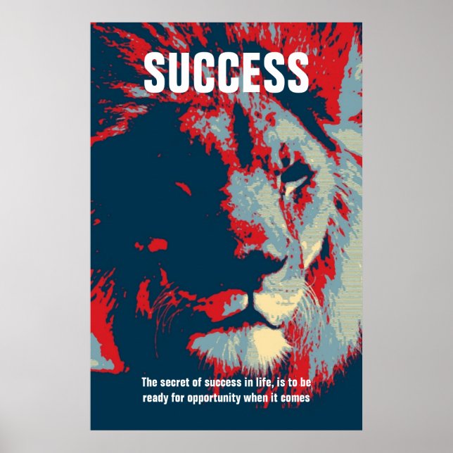 Lion Pop Art Success Quote Inspirational Poster (Vorne)