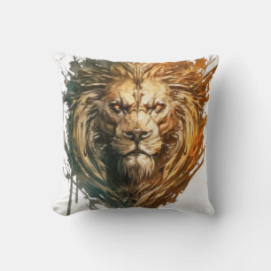 Lion Portrait Animal Painting Wildlife Kissen