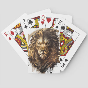 Lion Portrait Animal Painting Wildlife Spielkarten