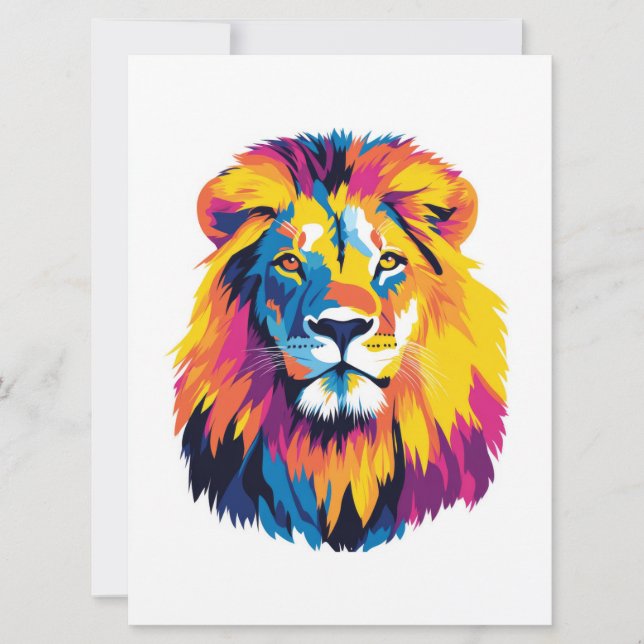 Lion Portrait Illustration Aquarellmalerei Feiertagskarte (Vorderseite)